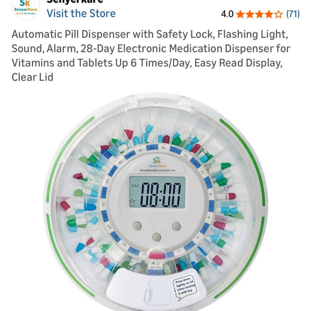 Automatic Pill Dispenser with Clear Lid